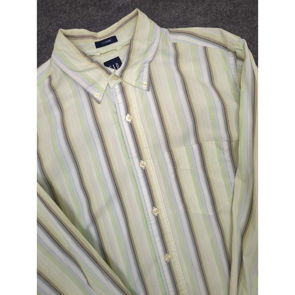 GAP Classic Mens Medium‎ Button Down Long Sleeve Striped Casual Shirt